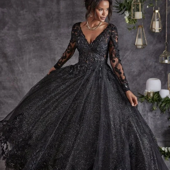 maggie sottero black lace dress Maggie Sottero Dresses | Maggie Sottero- Norvinia Black Lace Wedding Dress | Color: Black/Tan | Size: 10